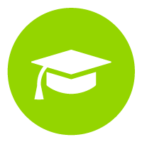 Icon: Graduation cap on green background