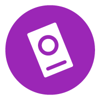 Icon: Name badge on purple background