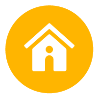 Icon: House with person shape in doorway on yellow background