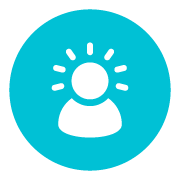 teal circle icon with person
