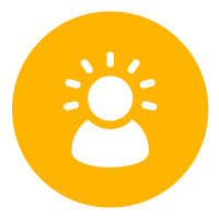 yellow circle icon with a person in the middle