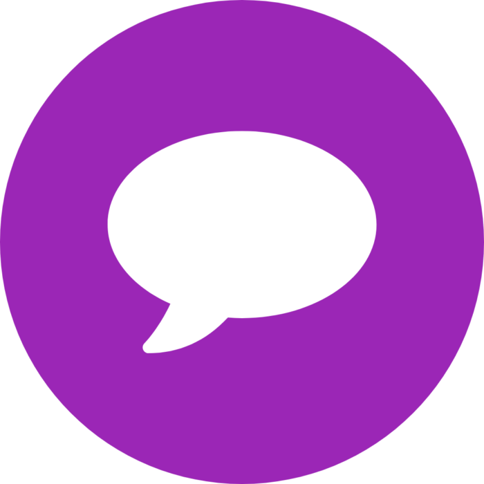 purple circle icon with chat bubble