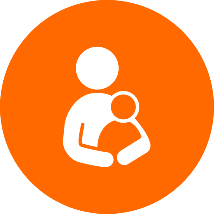 orange circle icon with parent and child inside