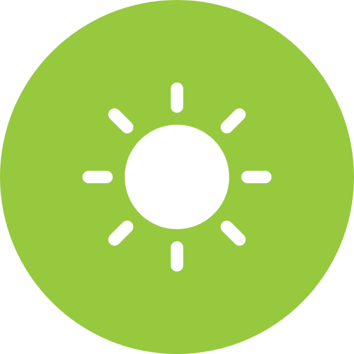 green circle icon with sun inside